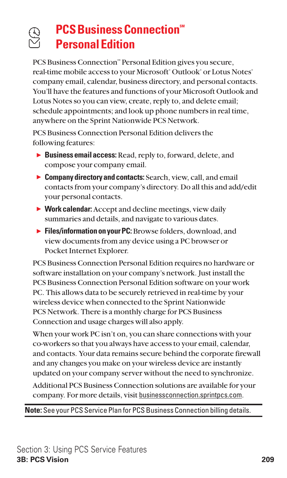 Pcs business connection, Personal edition | Sanyo VM4500 User Manual | Page 221 / 244