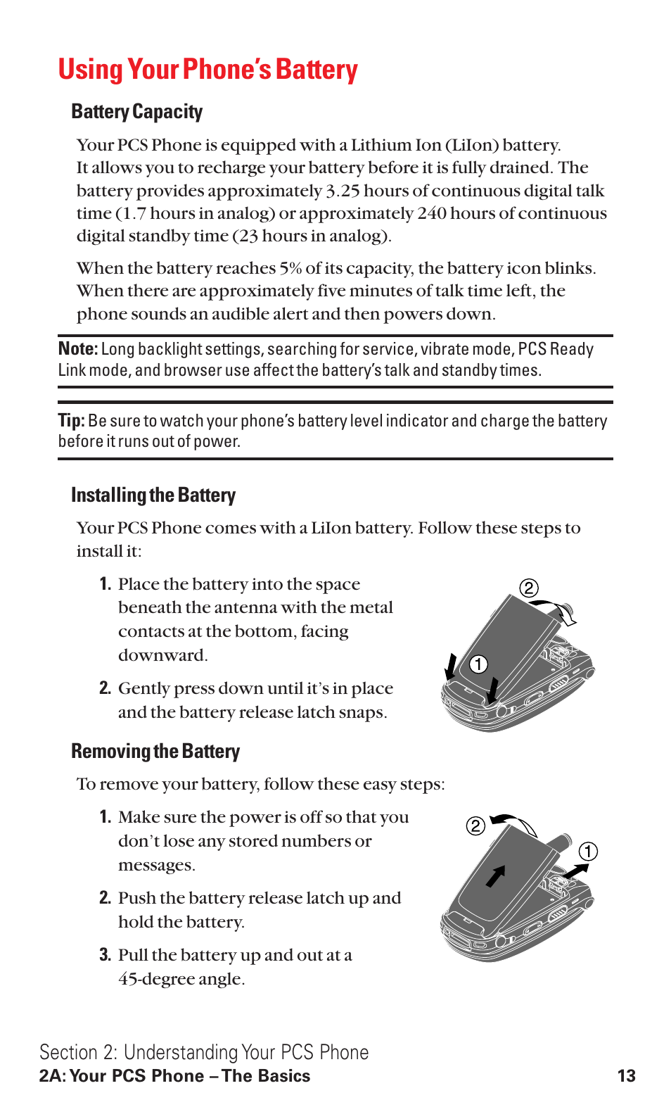 Using your phone’s battery | Sanyo VM4500 User Manual | Page 25 / 244
