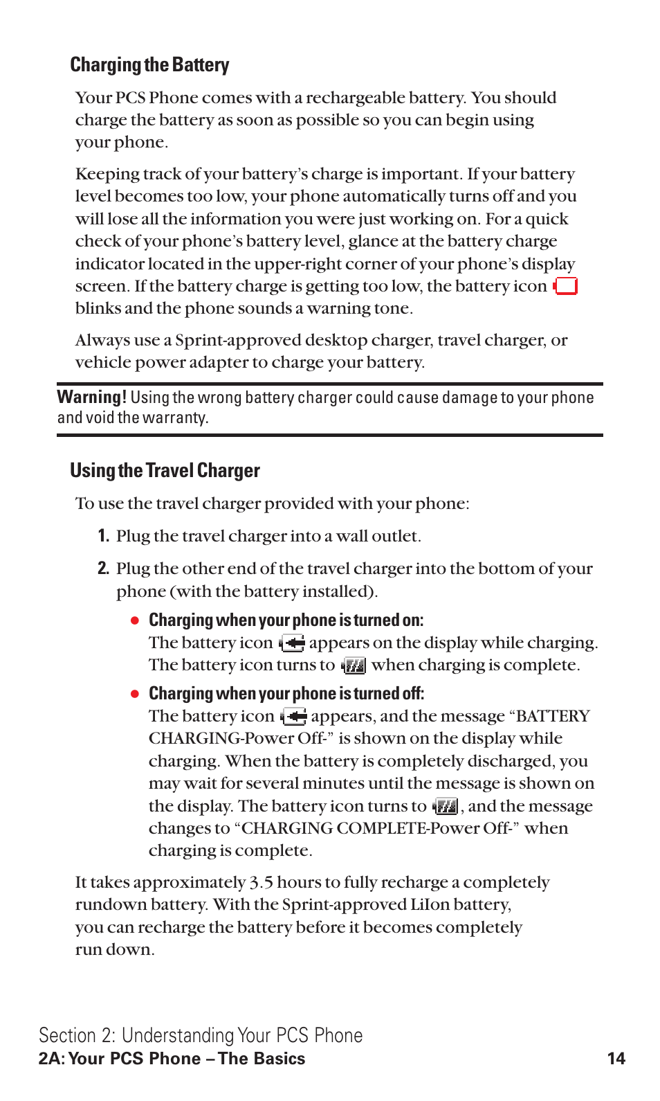 Charging the battery, Using the travel charger | Sanyo VM4500 User Manual | Page 26 / 244