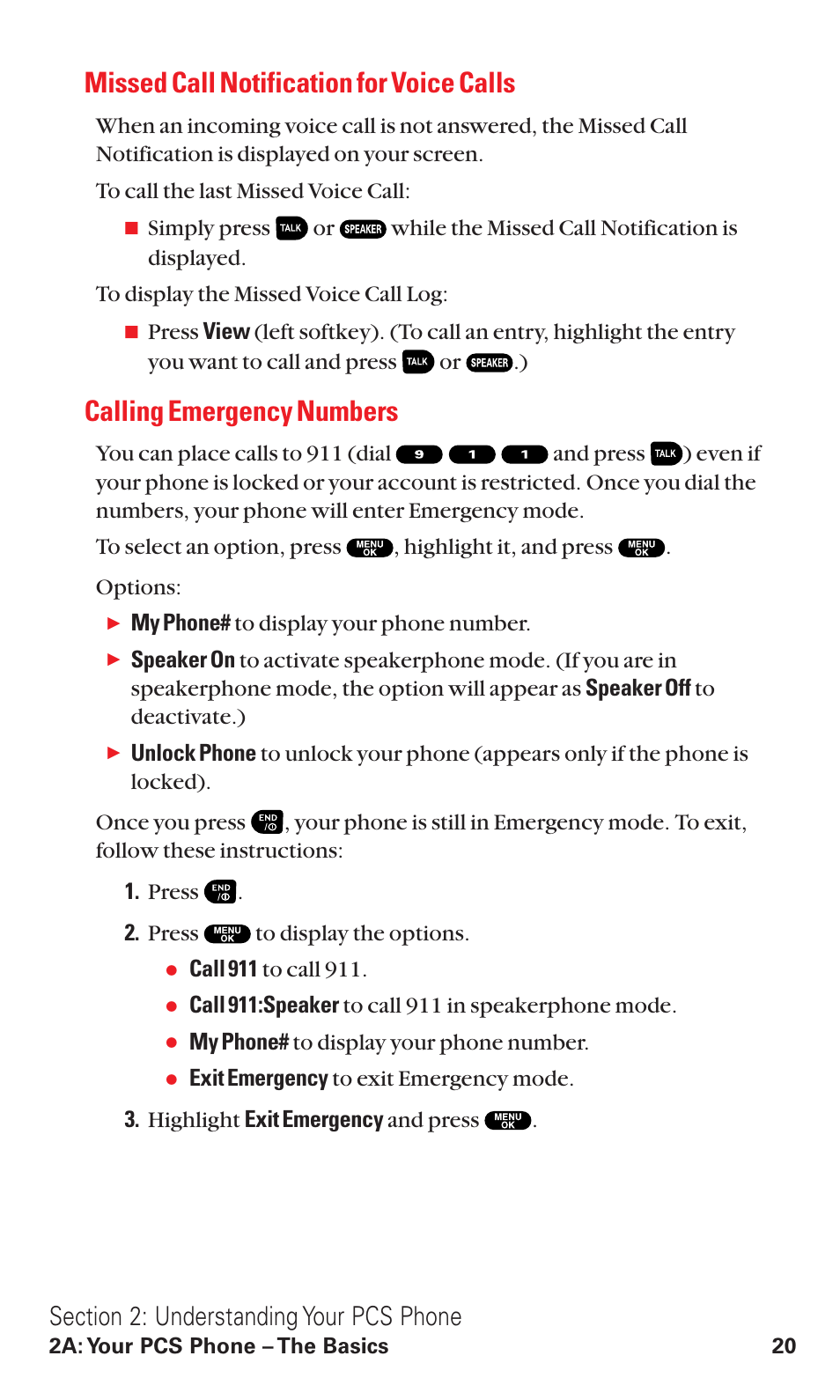 Missed call notification for voice calls, Calling emergency numbers | Sanyo VM4500 User Manual | Page 32 / 244