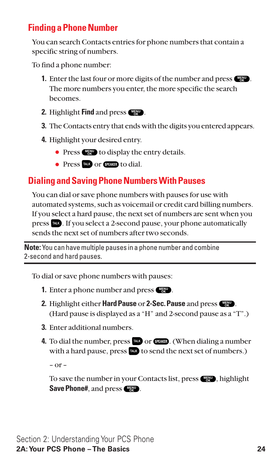 Finding a phone number, Dialing and saving phone numbers with pauses | Sanyo VM4500 User Manual | Page 36 / 244