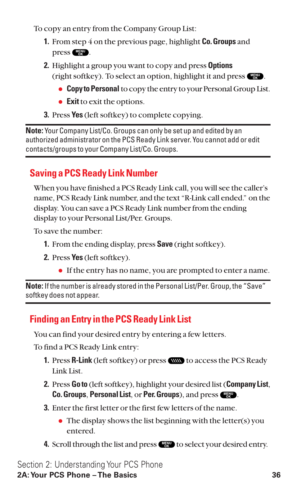 Saving a pcs ready link number, Finding an entry in the pcs ready link list | Sanyo VM4500 User Manual | Page 48 / 244