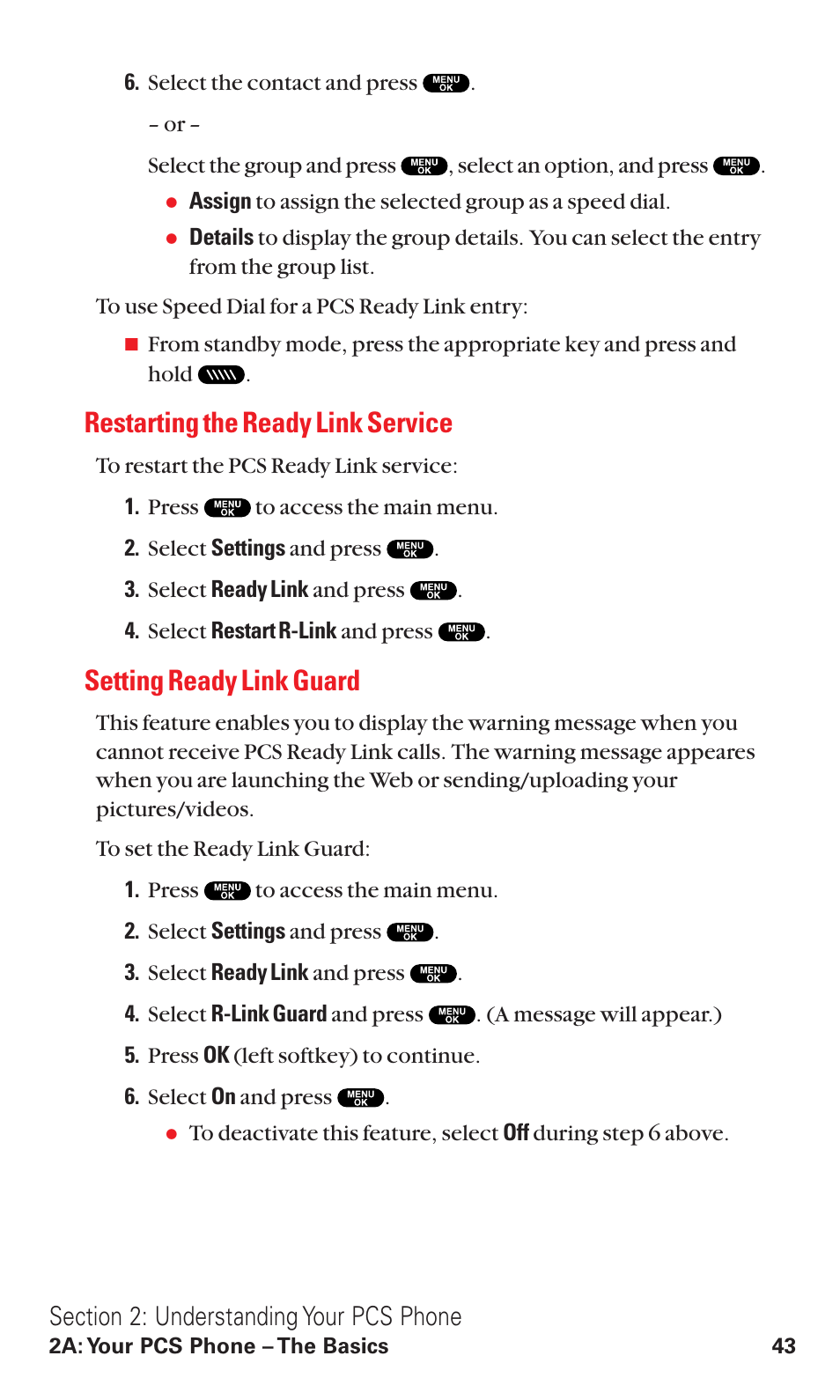 Restarting the ready link service, Setting ready link guard | Sanyo VM4500 User Manual | Page 55 / 244