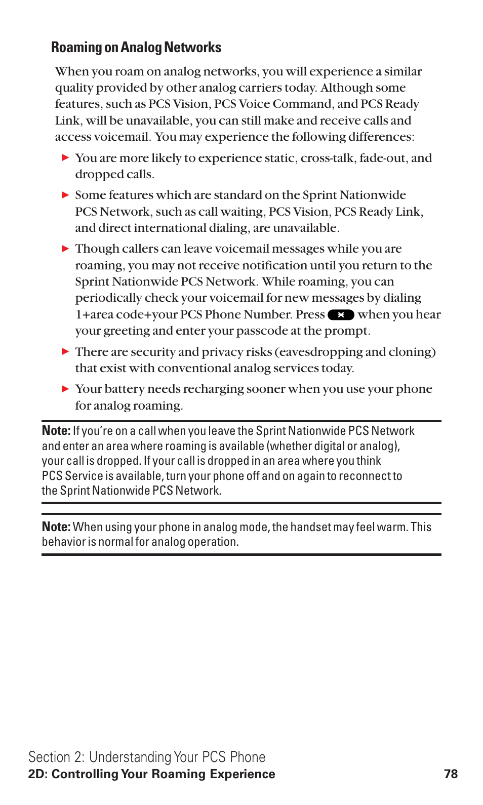 Roaming on analog networks | Sanyo VM4500 User Manual | Page 90 / 244