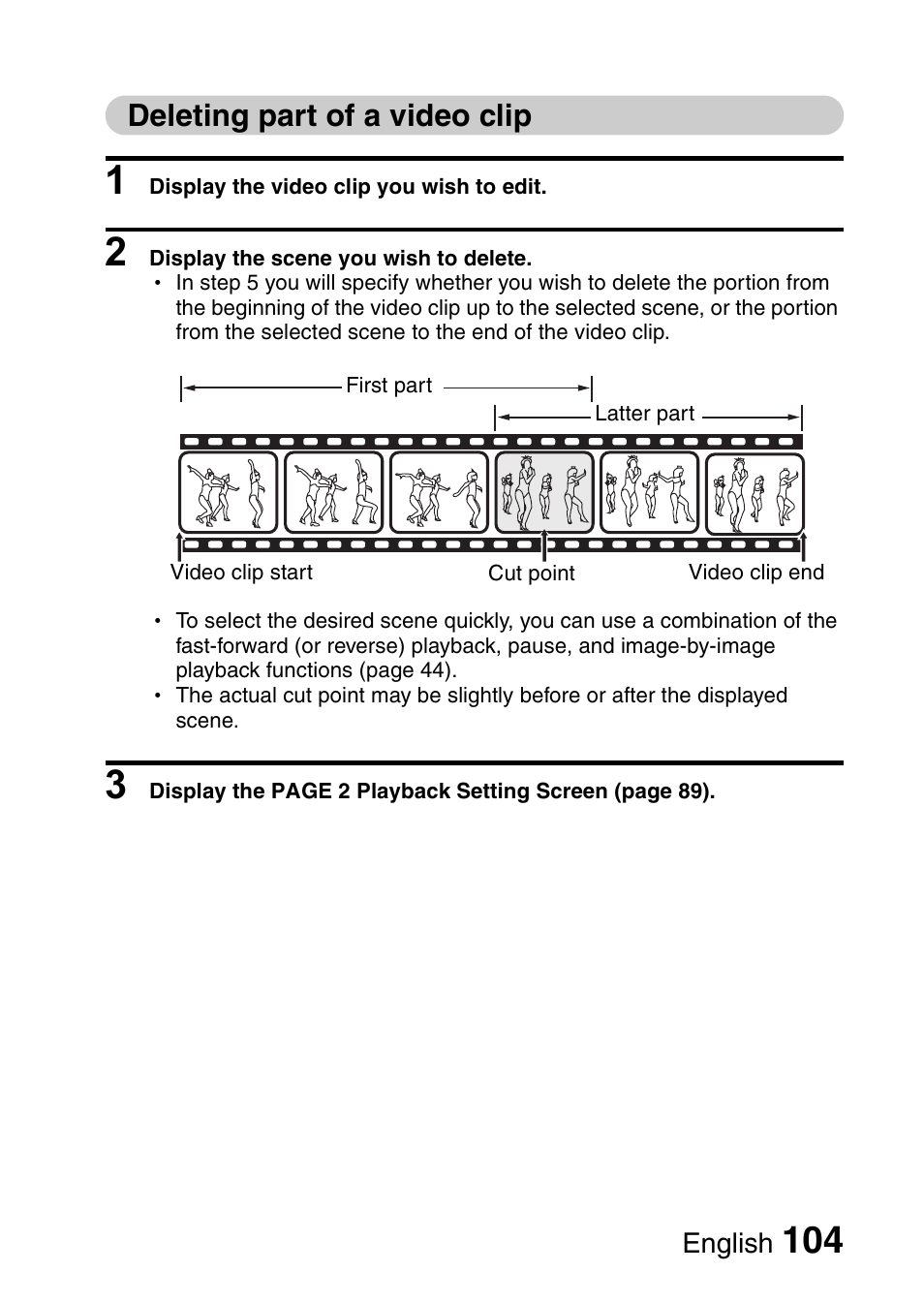 Deleting part of a video clip | Sanyo VPC-HD1E User Manual | Page 110 / 200