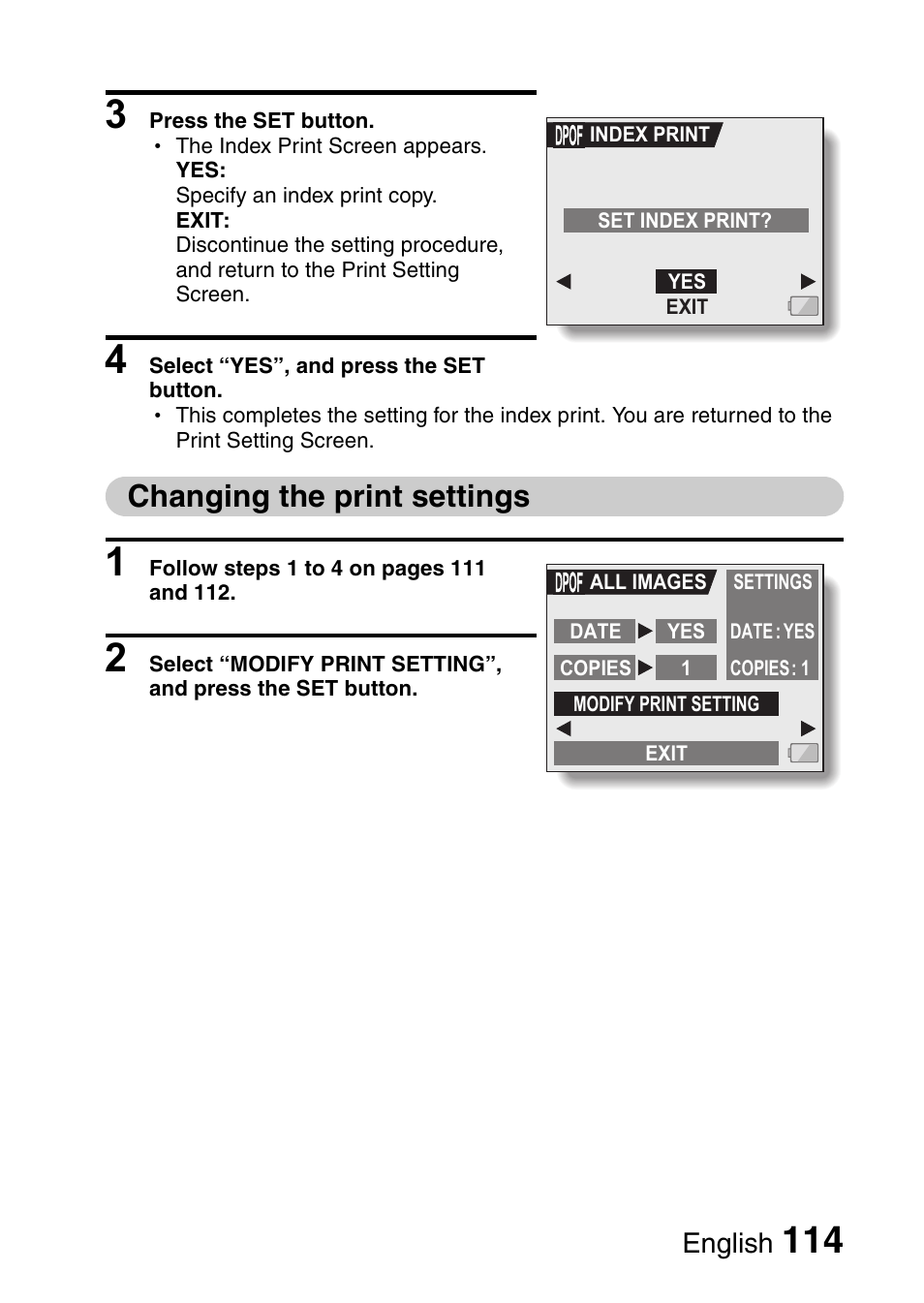 Changing the print settings, English | Sanyo VPC-HD1E User Manual | Page 120 / 200