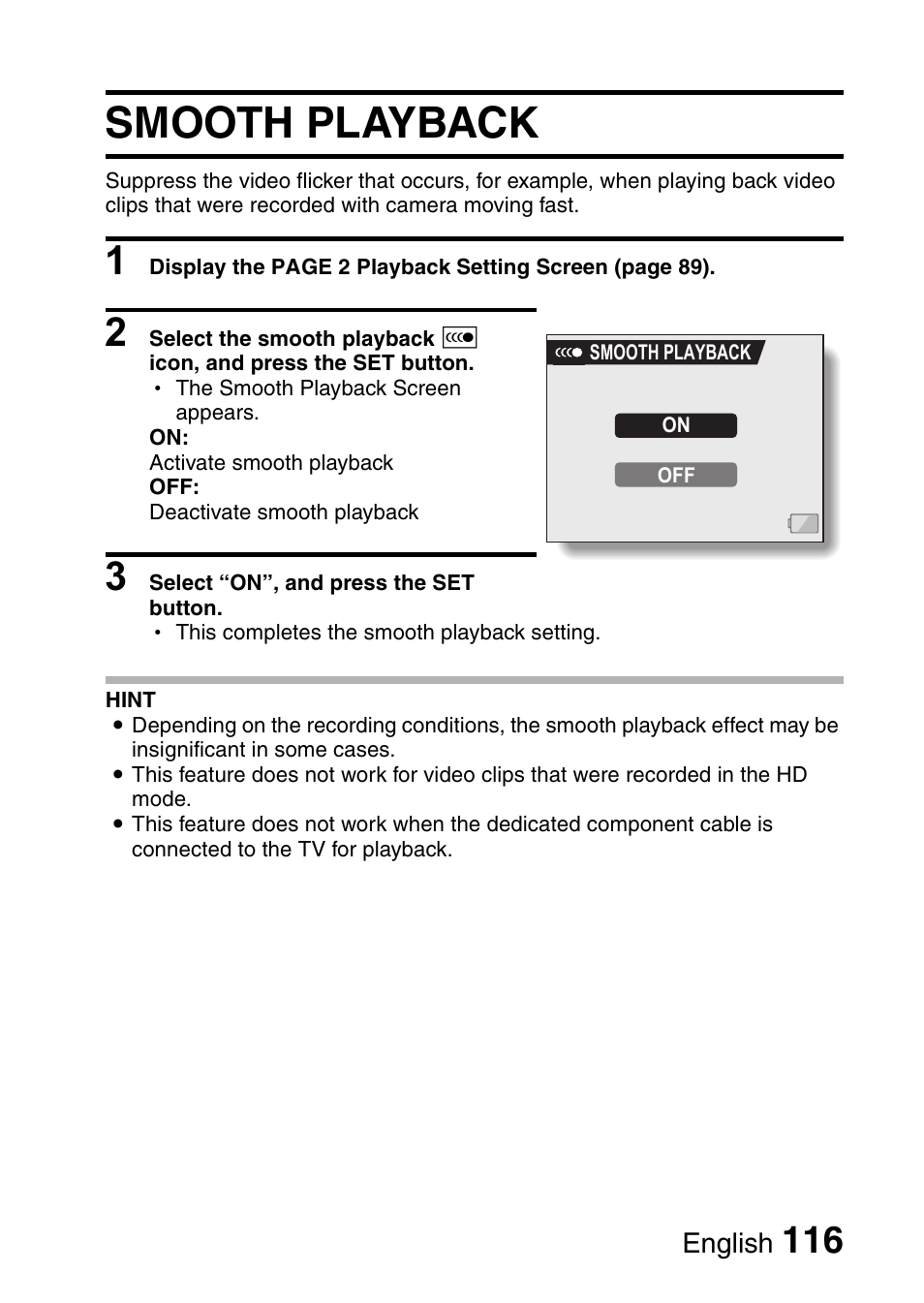 Smooth playback | Sanyo VPC-HD1E User Manual | Page 122 / 200