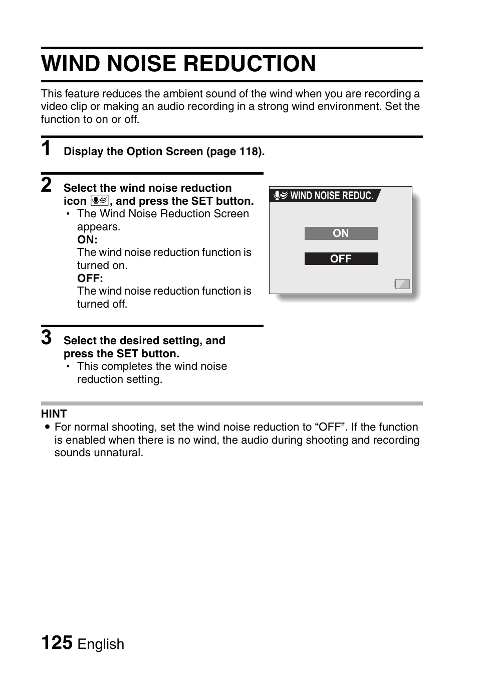 Wind noise reduction | Sanyo VPC-HD1E User Manual | Page 131 / 200
