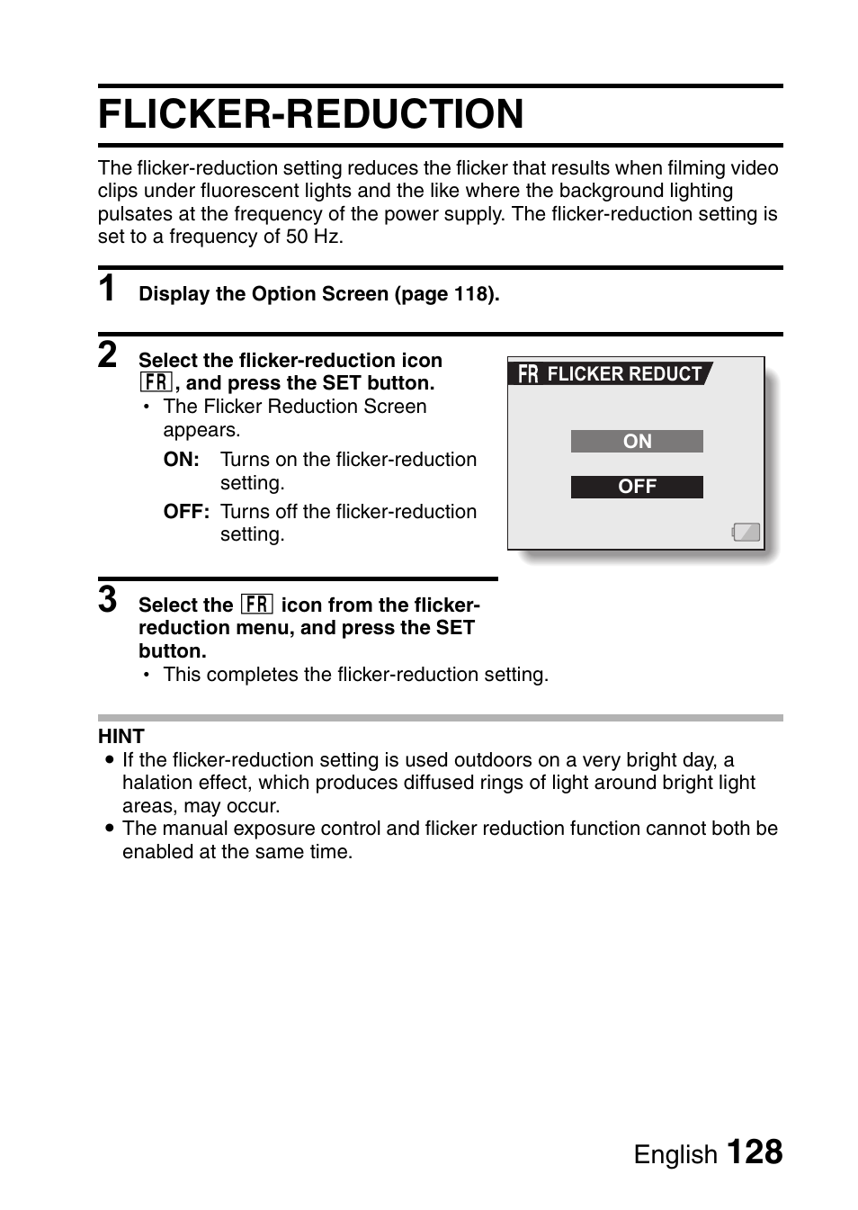 Flicker-reduction | Sanyo VPC-HD1E User Manual | Page 134 / 200