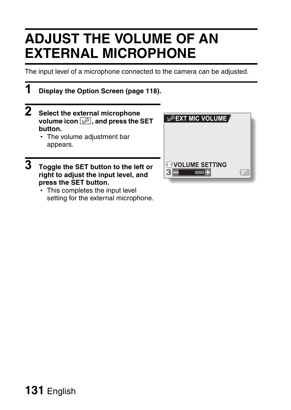 Adjust the volume of an external microphone | Sanyo VPC-HD1E User Manual | Page 137 / 200