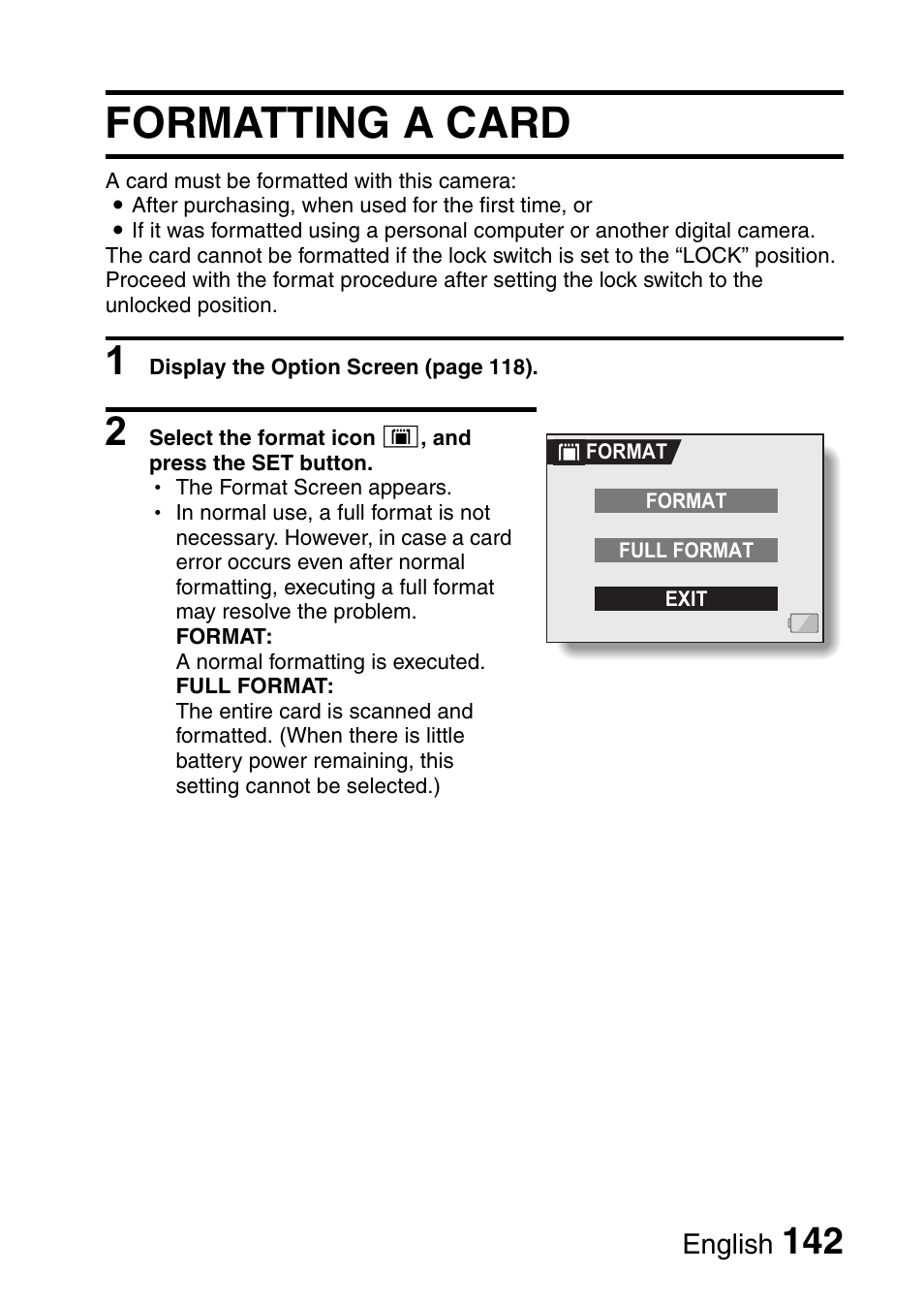 Formatting a card | Sanyo VPC-HD1E User Manual | Page 148 / 200