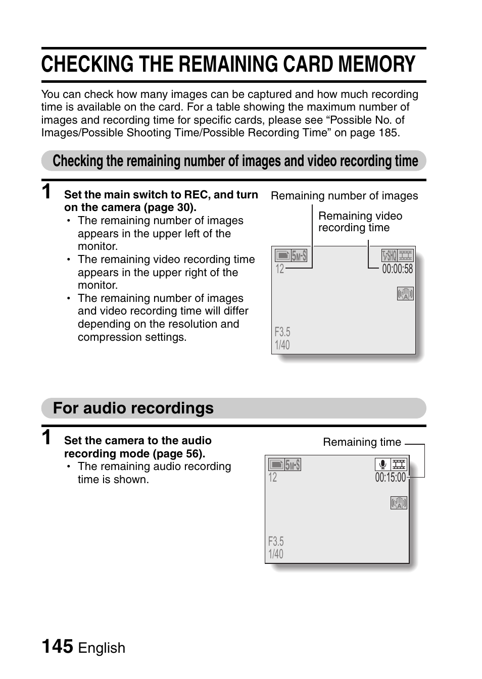 For audio recordings | Sanyo VPC-HD1E User Manual | Page 151 / 200