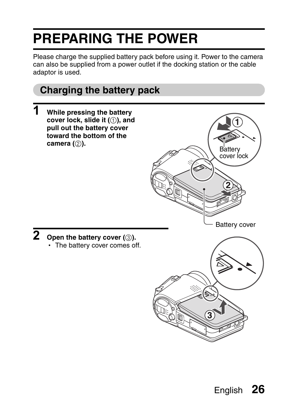Preparing the power | Sanyo VPC-HD1E User Manual | Page 32 / 200