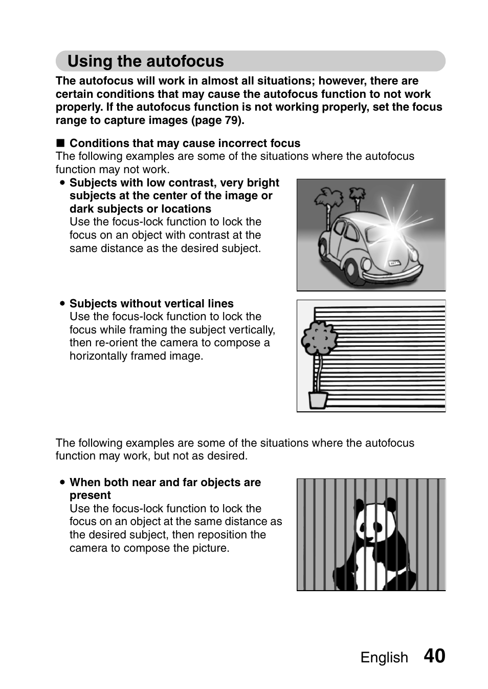 Using the autofocus, English | Sanyo VPC-HD1E User Manual | Page 46 / 200