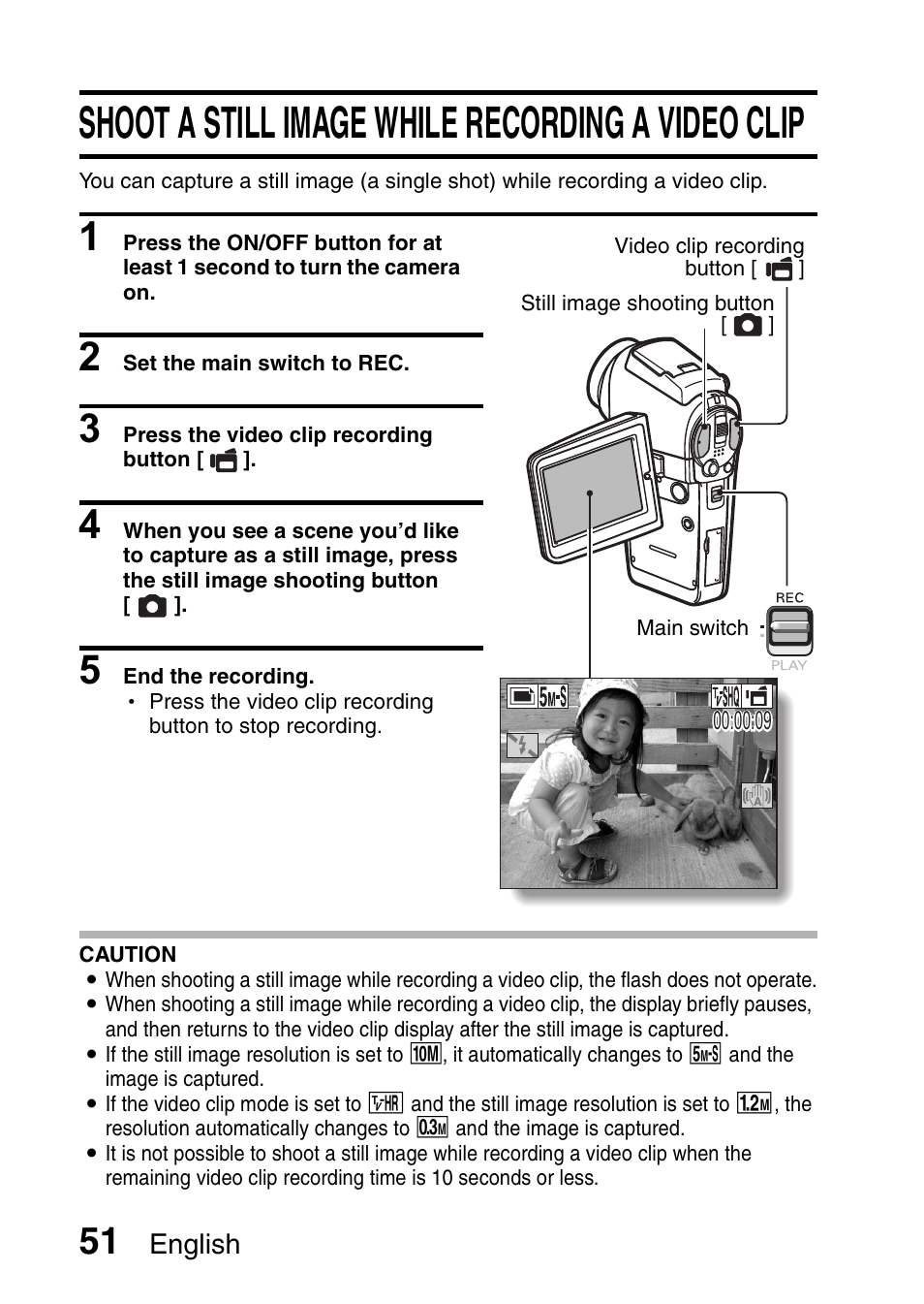 Shoot a still image while recording a video clip | Sanyo VPC-HD1E User Manual | Page 57 / 200