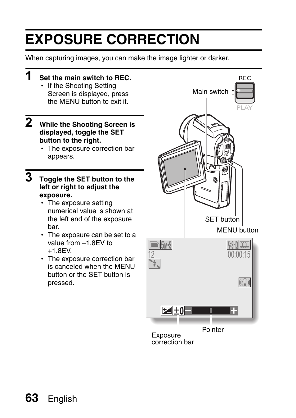 Exposure correction | Sanyo VPC-HD1E User Manual | Page 69 / 200