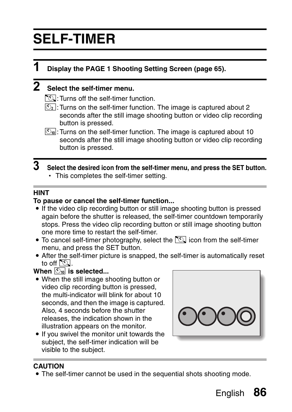 Self-timer | Sanyo VPC-HD1E User Manual | Page 92 / 200