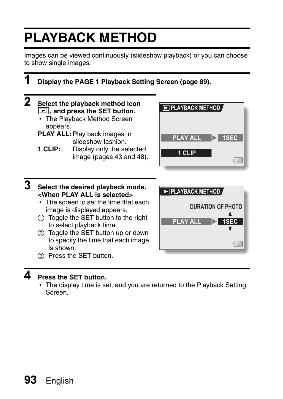 Playback method, English | Sanyo VPC-HD1E User Manual | Page 99 / 200