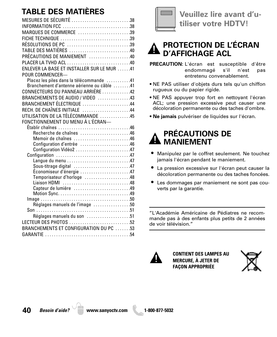 Sanyo DP52440 User Manual | Page 40 / 56