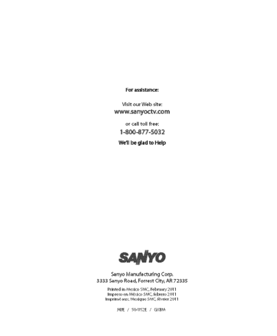 Sanyo DP50741 User Manual | Page 48 / 48