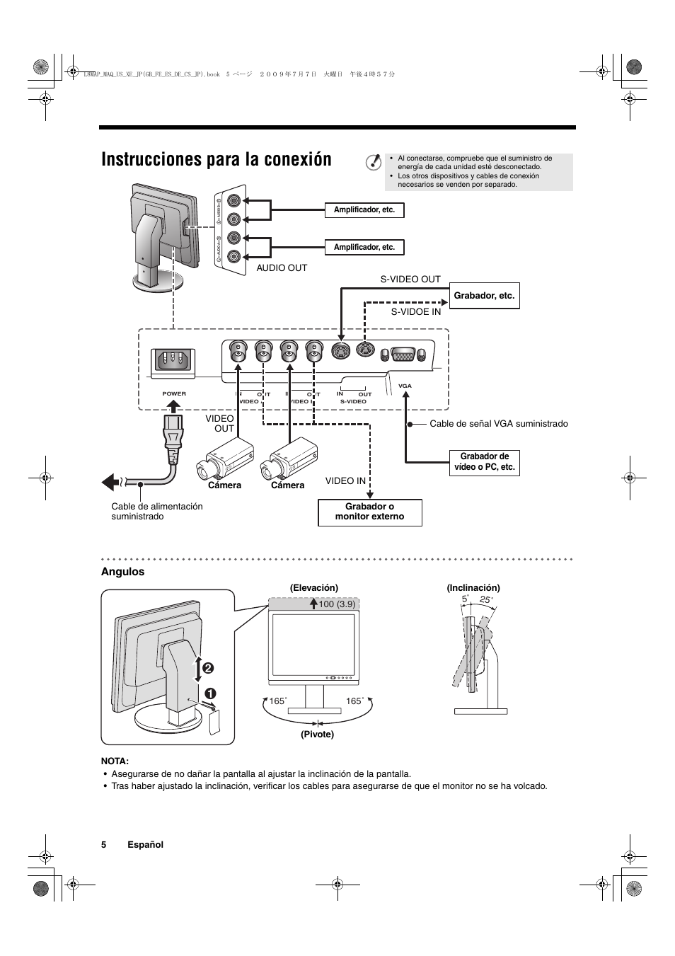 Instrucciones para la conexión, Angulos | Sanyo VMC-L2617 User Manual | Page 26 / 64