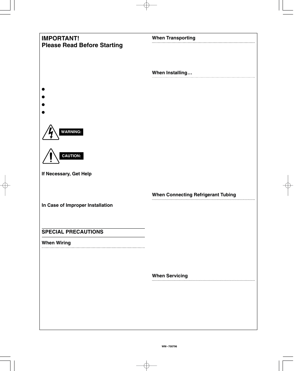 Important! please read before starting | Sanyo KHS1822 User Manual | Page 4 / 17