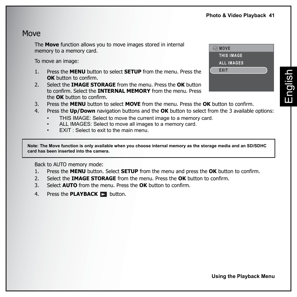 Move, Eng lish | Sanyo VPC-E890 User Manual | Page 57 / 73