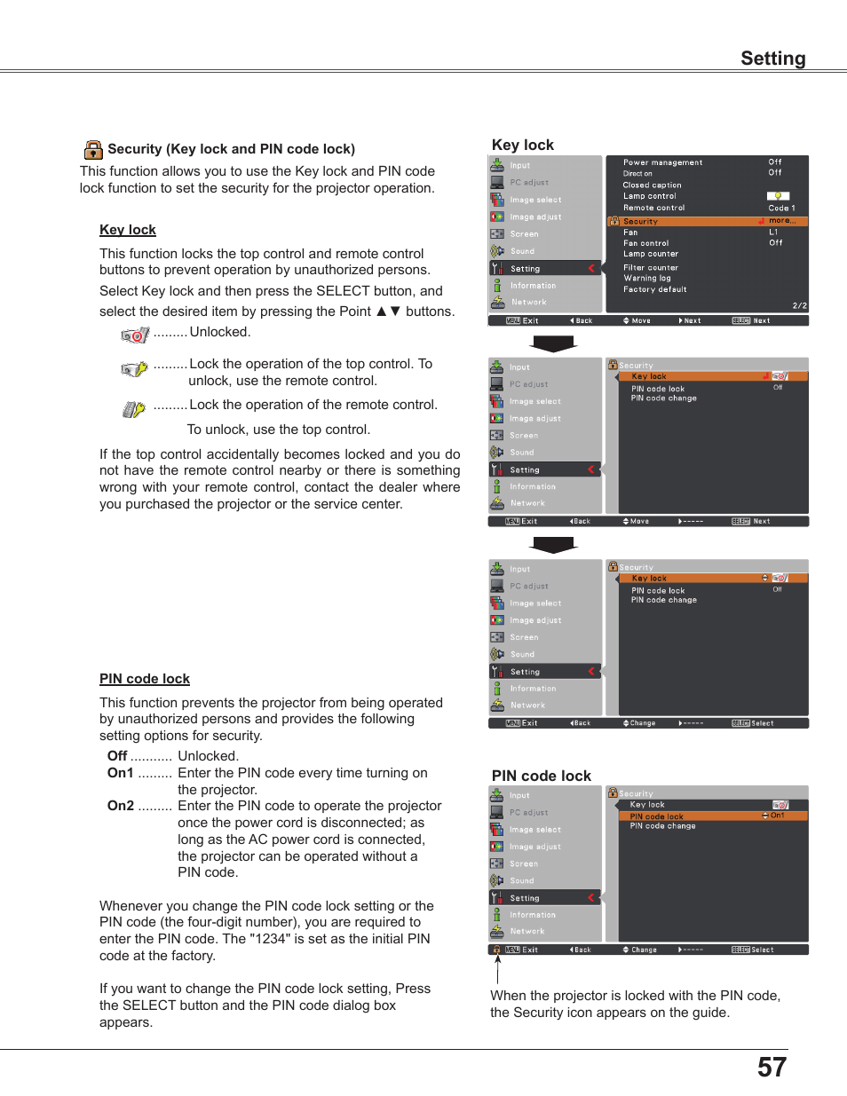 Setting | Sanyo PLC-WU3800 User Manual | Page 57 / 83