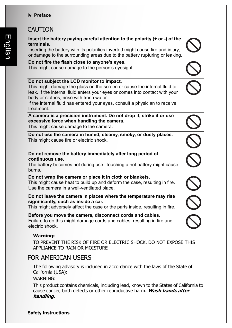 Caution, For american users, English | Sanyo VPC S770 User Manual | Page 6 / 63