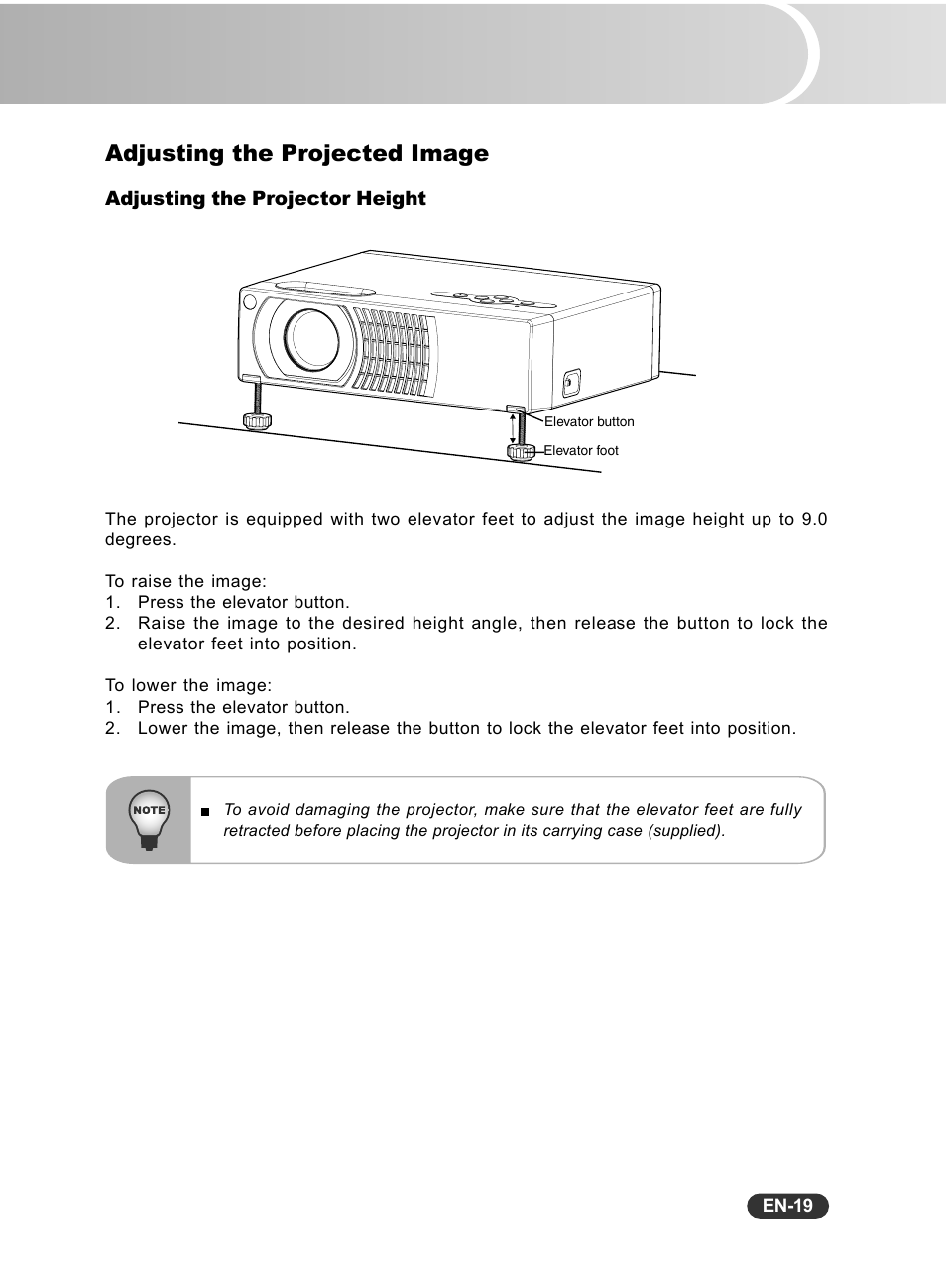Adjusting the projected image | Sanyo PCL-WXU10B User Manual | Page 20 / 42