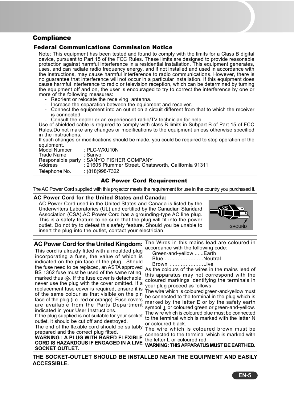 Sanyo PCL-WXU10B User Manual | Page 6 / 42