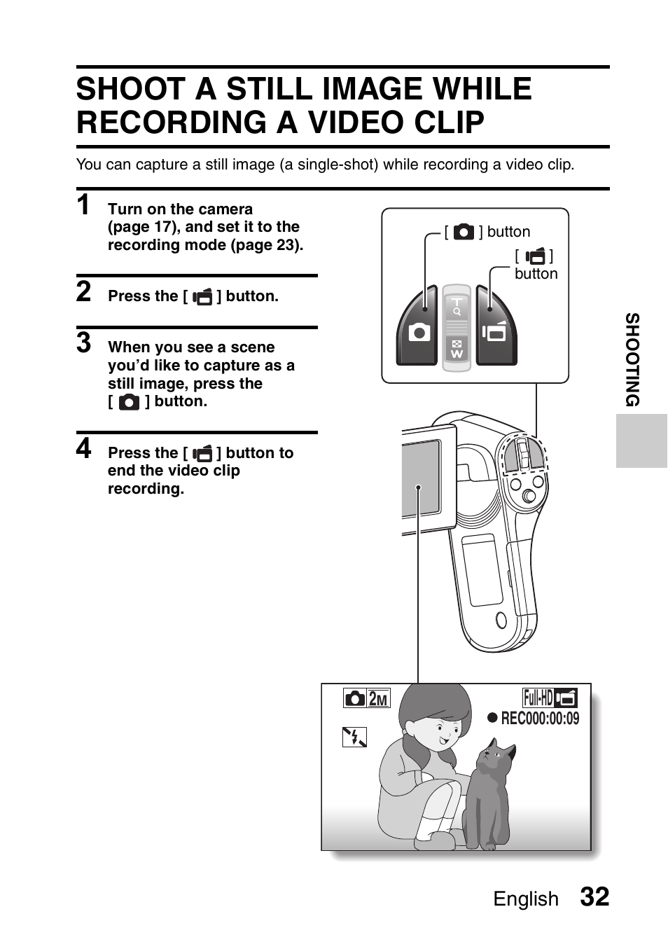 Shoot a still image while recording a video clip, Full-hd | Sanyo VPC-CG20 User Manual | Page 41 / 75