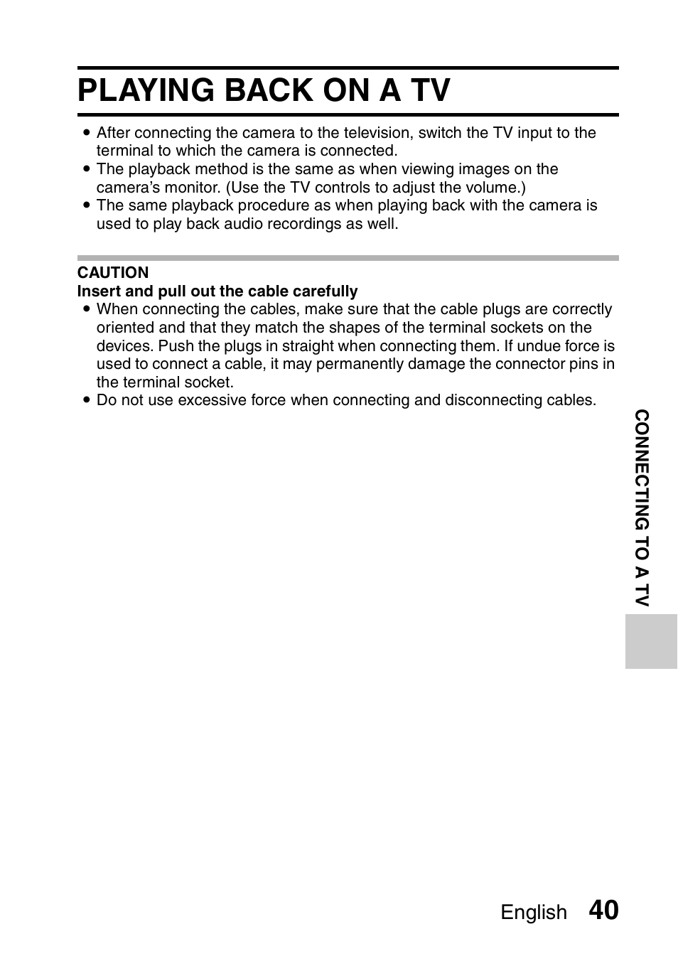 Playing back on a tv, English | Sanyo VPC-CG20 User Manual | Page 49 / 75