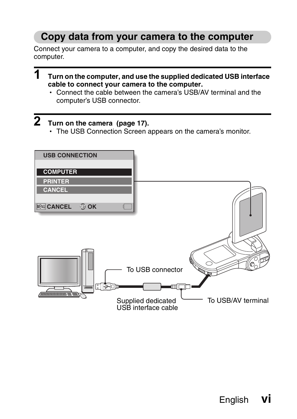 Copy data from your camera to the computer, English | Sanyo VPC-CG20 User Manual | Page 7 / 75