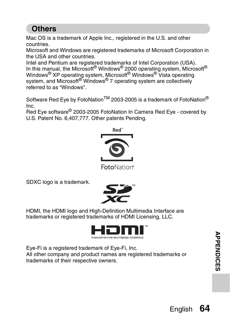 Others, English | Sanyo VPC-CG20 User Manual | Page 73 / 75