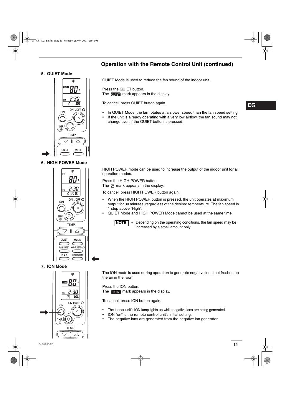 Operation with the remote control unit (continued) | Sanyo CL2472 User Manual | Page 79 / 117