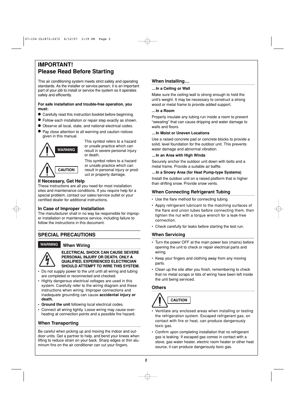 Important! please read before starting | Sanyo CL2472 User Manual | Page 91 / 117