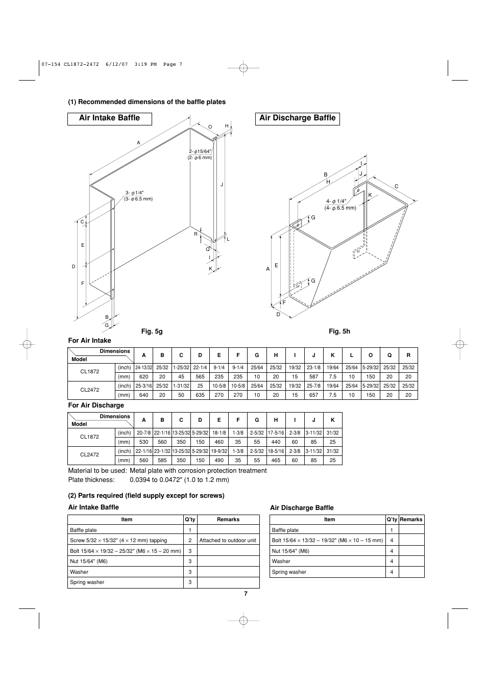 Air intake baffle air discharge baffle | Sanyo CL2472 User Manual | Page 96 / 117