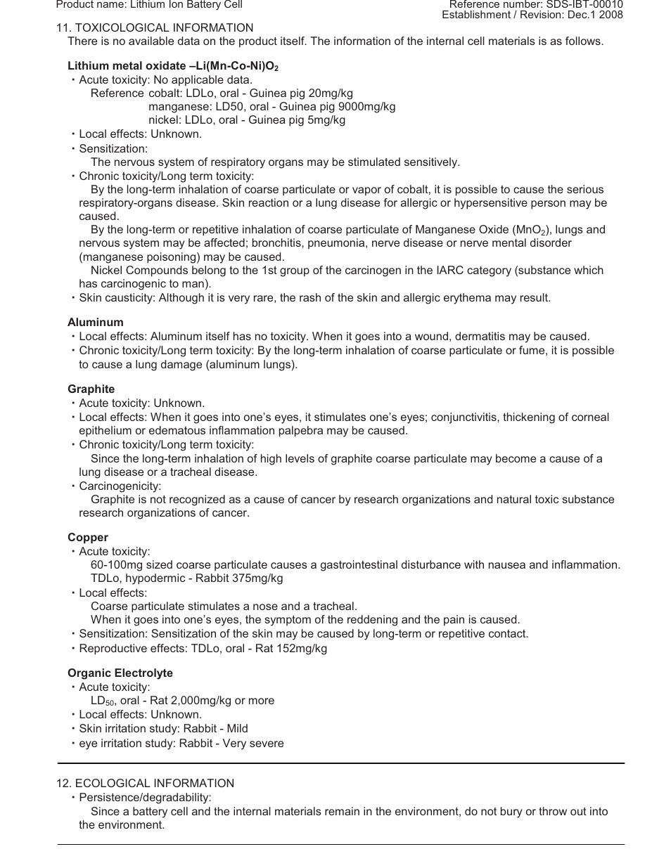 Sanyo UR18650U User Manual | Page 4 / 5