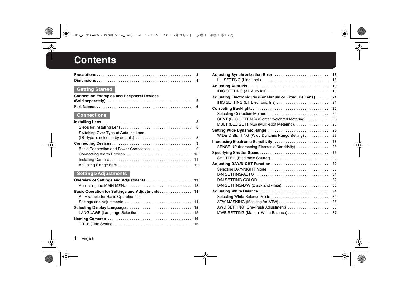 Sanyo VCC-WD8575P User Manual | Page 2 / 60