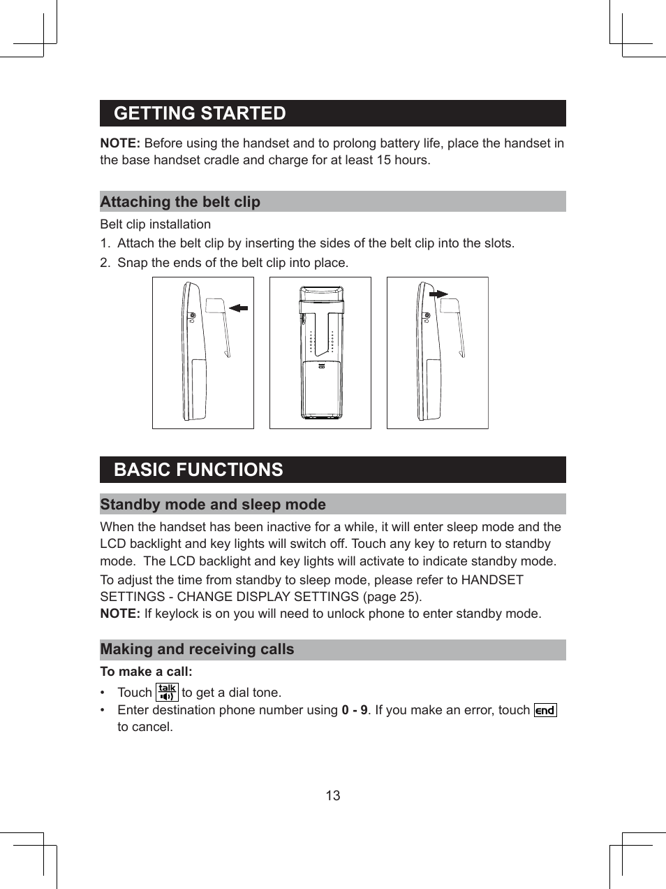 Getting.started, Basic.functions | Sanyo CLT-D6614 User Manual | Page 13 / 43