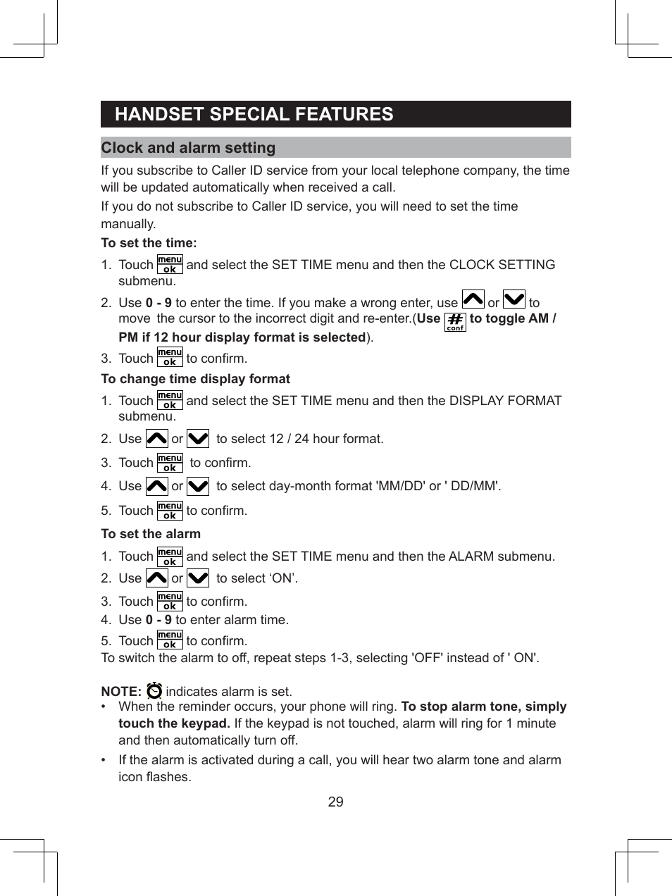 Handset.special.features | Sanyo CLT-D6614 User Manual | Page 29 / 43
