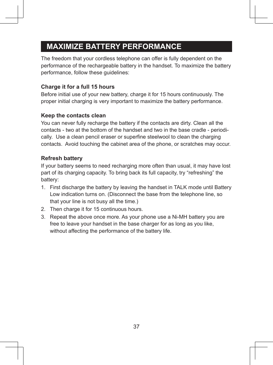 Maximize.battery.performance | Sanyo CLT-D6614 User Manual | Page 37 / 43