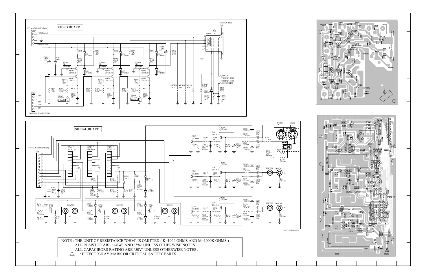 Video & signal boards circuit diagram, Video p.w.b, Signal p.w.b | Sanyo VMC-8613B User Manual | Page 21 / 23