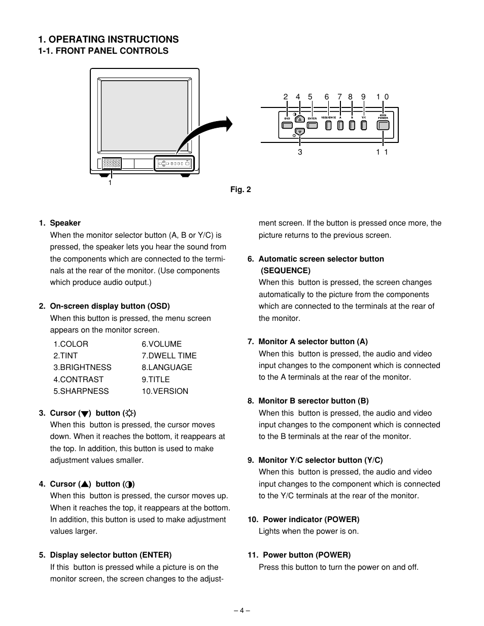 Operating instructions | Sanyo VMC-8613B User Manual | Page 5 / 23