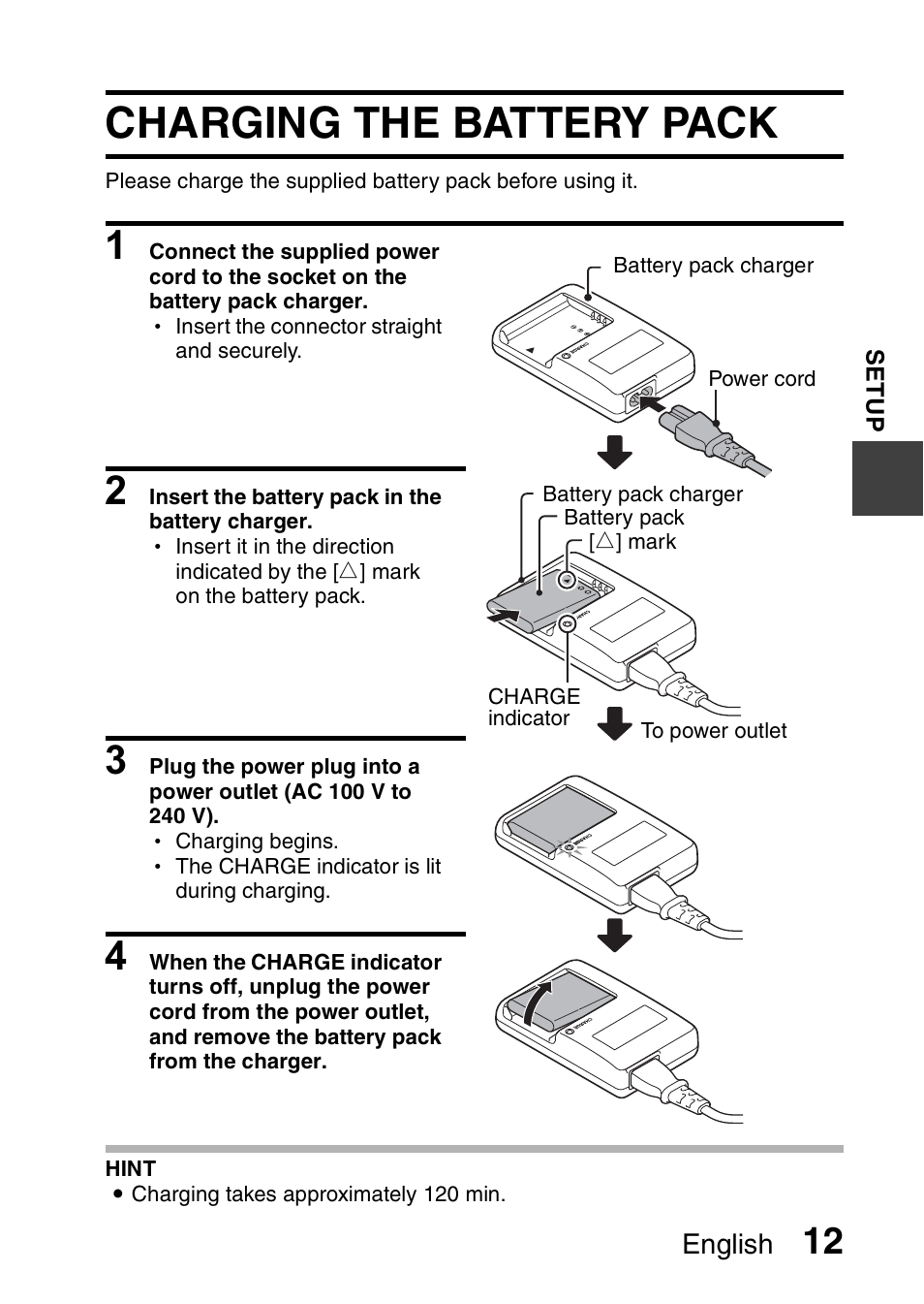 Charging the battery pack | Sanyo VPC-GH1EX User Manual | Page 21 / 79