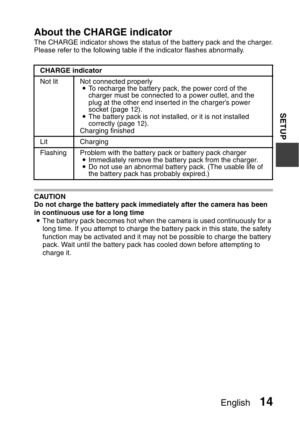 About the charge indicator, English | Sanyo VPC-GH1EX User Manual | Page 23 / 79
