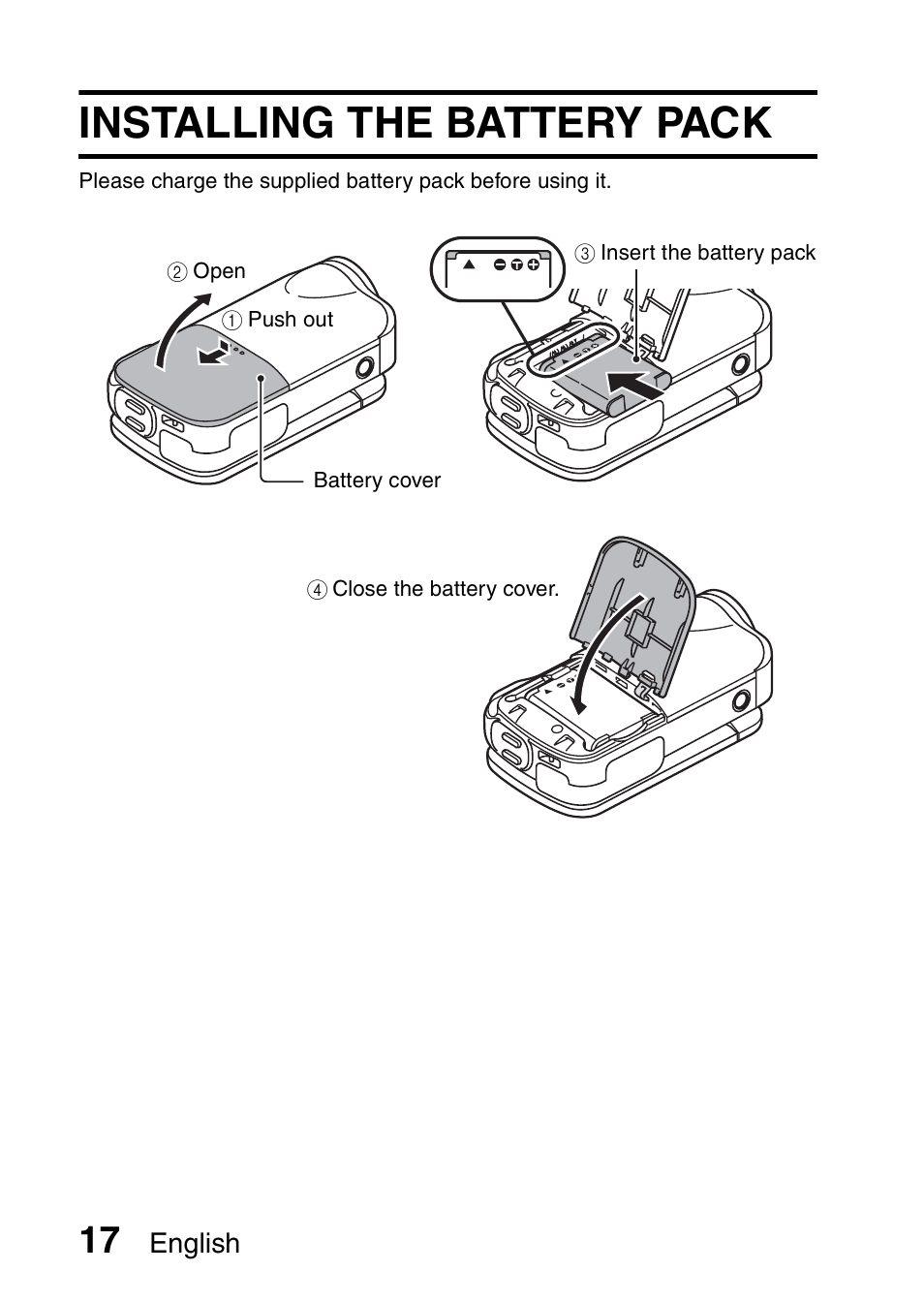 Installing the battery pack | Sanyo VPC-GH1EX User Manual | Page 26 / 79