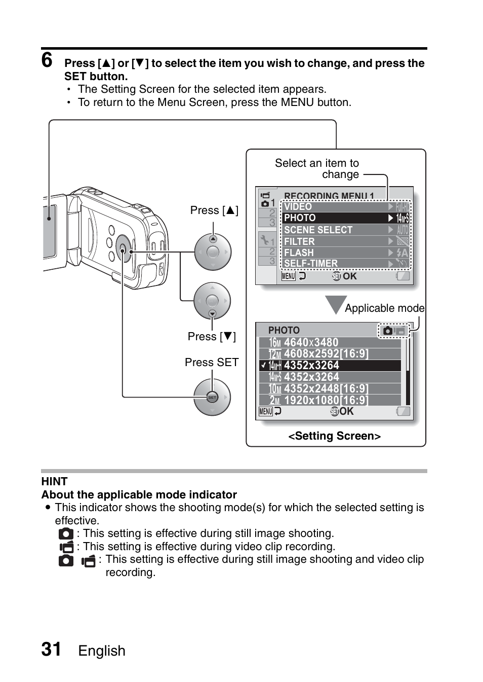 English, Full-hd, S 16 | S 14, H 12 | Sanyo VPC-GH1EX User Manual | Page 40 / 79