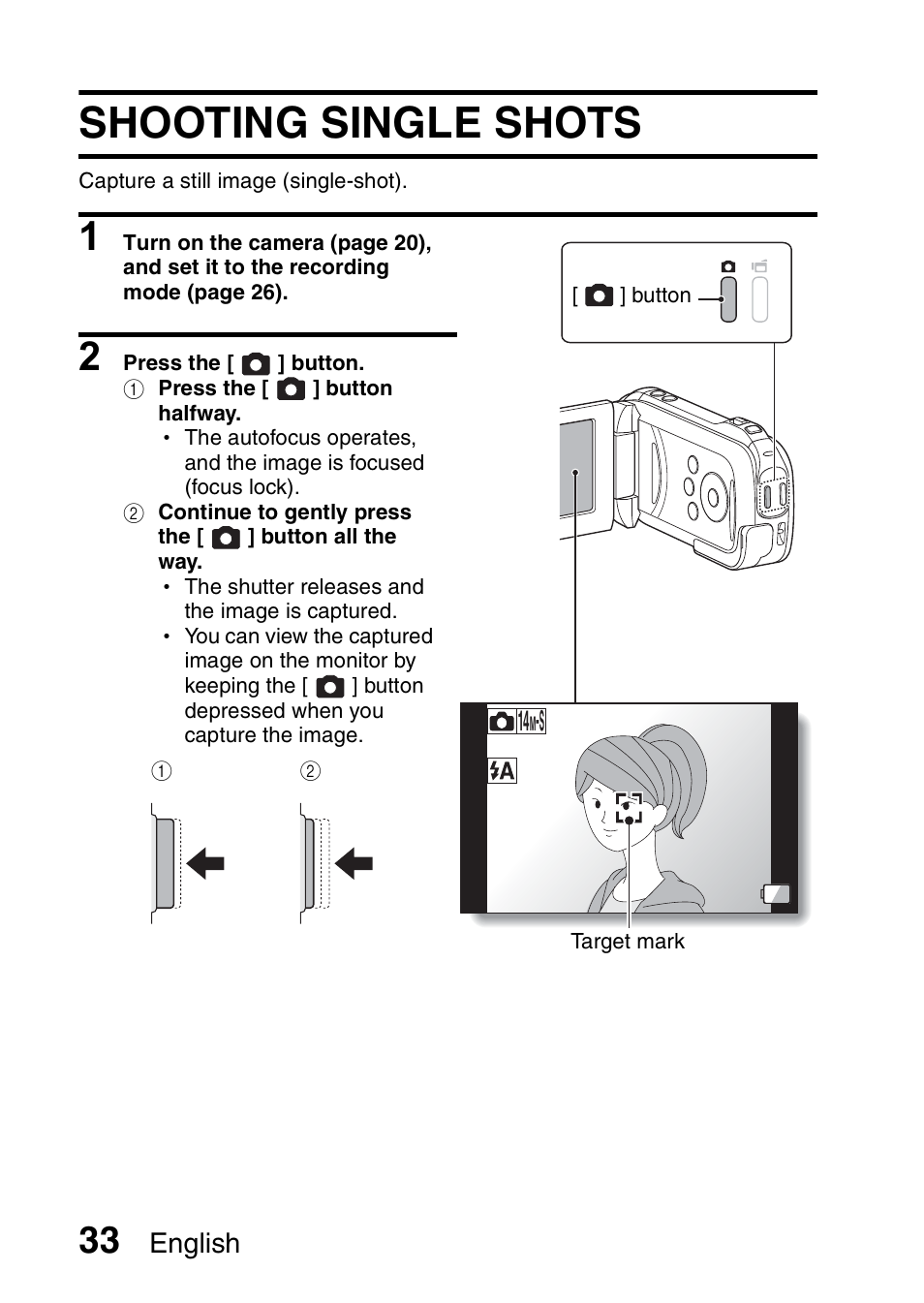 Shooting single shots, English | Sanyo VPC-GH1EX User Manual | Page 42 / 79